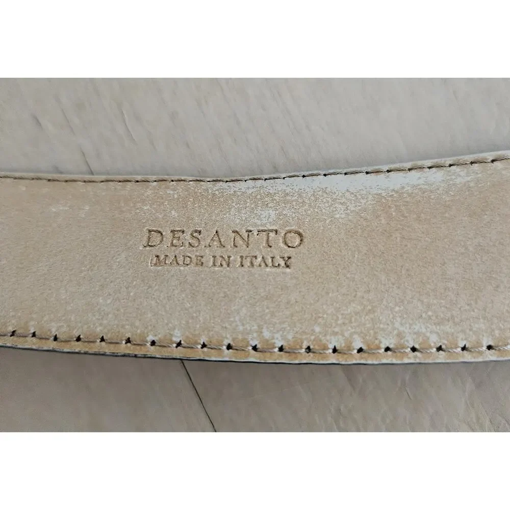 MEN'S AUTHENTIC DESANTO MADE IN ITALY GREY GENUINE LEATHER BELT SIZE 40